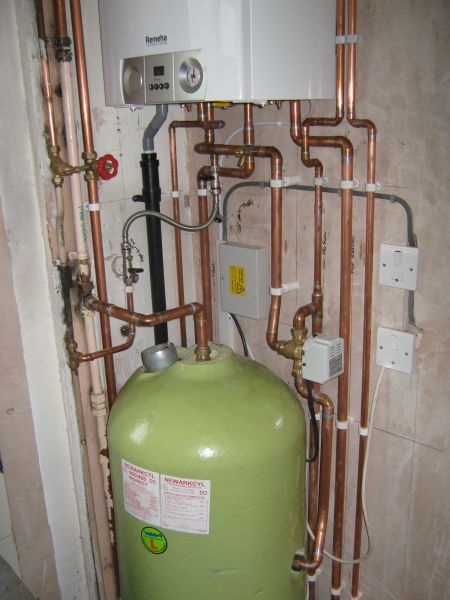 Boiler & hot water cylinder installed for a customer in Chilwell: Swipe To View More Images